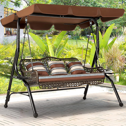 YODOLLA 3 Seater Garden Swing Chair with Adjustable Canopy