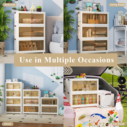 YODOLLA 243L Stackable Storage Boxes 3 Pack with Lids Wheels