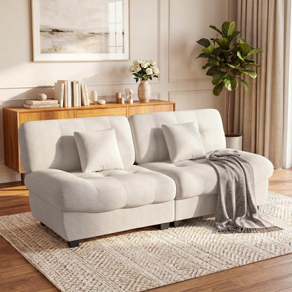 YODOLLA Armless 3-4 Seater Sofa 190cm, Thick Cushion Sofa