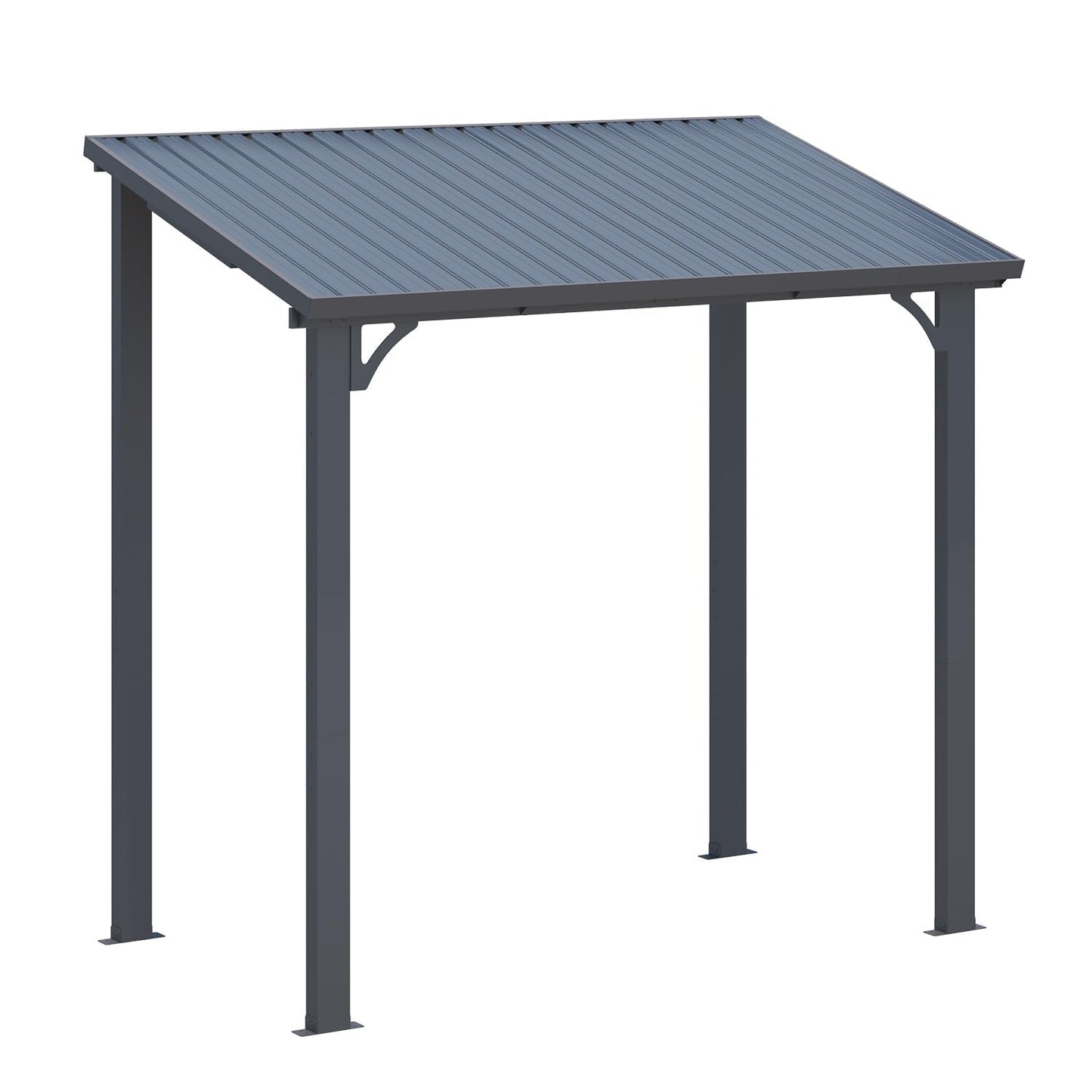 YODOLLA 1.5x2.5m Aluminium Lean-to Gazebo Wall-Mounted Hardtop Roof Pergola