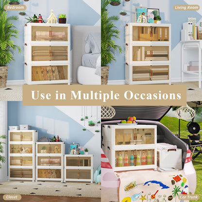 YODOLLA 189L Stackable Storage Boxes 3 Pack with Lids Wheels